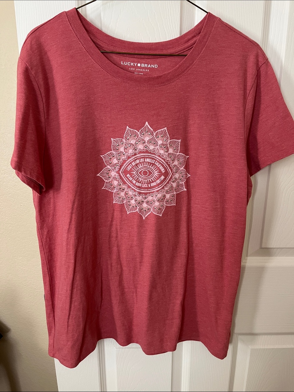 Lucky Brand Rose Pink Graphic Crewneck Tee